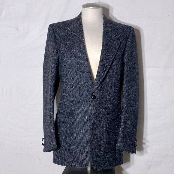 Vintage The Bay Shipley Charcoal Grey Wool Silk Blend Blazer 39R - Picture 1 of 13